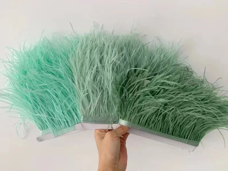 1Meter Real Ostrich Feather Trims 8-10cm Ribbon Feathers for Crafts Wedding Party Costumes Skirts Decoration Plumes Accessories