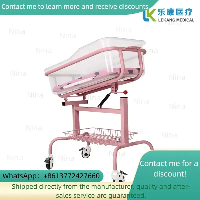Steel Heavy-duty Infant Transport Cart with Anti-vomit Design Silent Wheels and Storage Shelf-meets Postnatal Care