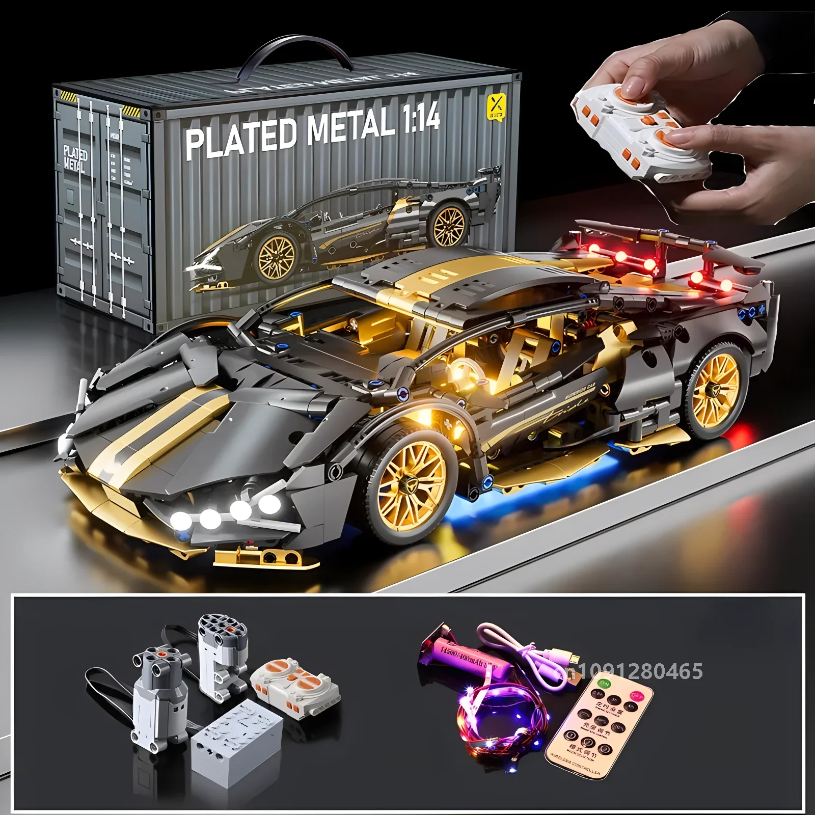 Technische Racing Sport Car Model Bouwstenen technische volwassenen 1:14 DIY Supercar Baksteen Puzzel Speelgoed Kid Volwassen Gift (1280 + korrel)