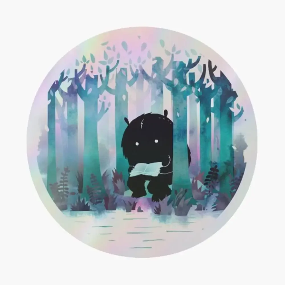 

A Quiet Spot Holographic Sticker for Laptop Decor Bedroom Car Cute Cartoon Art Fashionable Public Suitcase