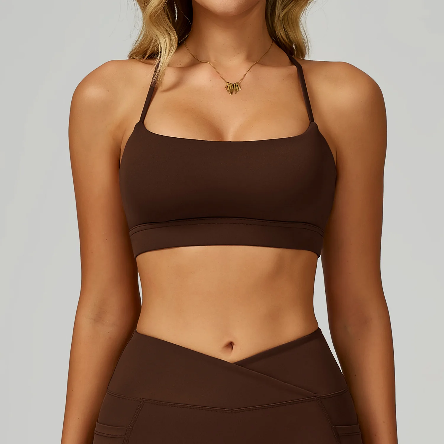 Women Naked Feeling Sports Bra Gym Push Up Crop Tops Female Training Sport Lingerie Sports Vest Cross Strap Back Yoga Bra Female