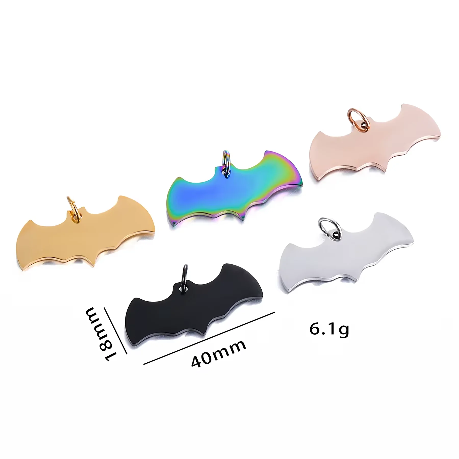 Großhandel 4 Stück/Set Fledermaus-Anhänger Edelstahl-Charms für DIY-Schmuckherstellung Halsketten-Anhänger Halloween-Geschenk – Detail 7
