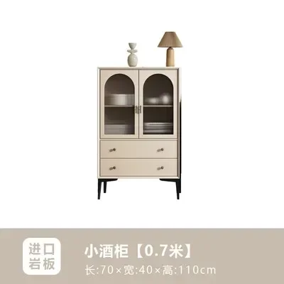 French Style Solid Wood Dining Side Tea Cabinet Living Room Multi-Functional Hallway Locker Modern Minimalist Rock Plate