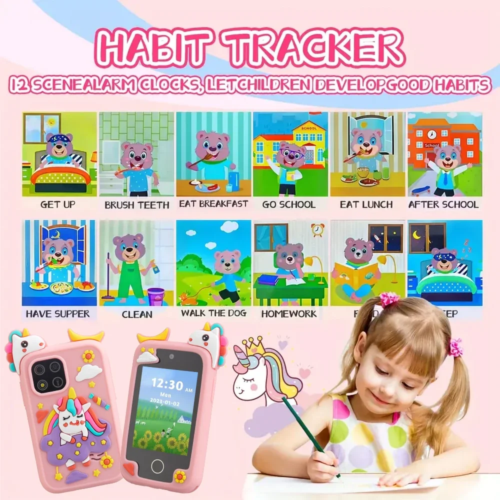 Smartfon dla dzieci 2025, zabawki edukacyjne, mobil dla niemowląt, MP3, alarm, książeczka z opowiadaniami, podwójny aparat, dla dziewczynek i chłopców, najlepszy prezent na urodziny i Boże Narodzenie.