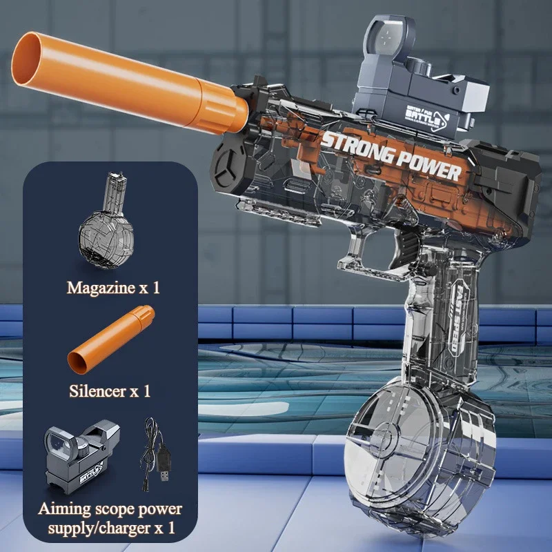 Pistola de agua eléctrica de alta presión, juguetes, pulverización continua completamente automática para piscina de verano, juego de playa, perfecto para parques de atracciones