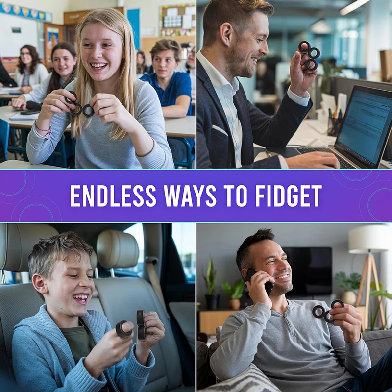 3PCS Schwarz Fingertip Magnetische Ringe Zappeln Spielzeug für Erwachsene Kinder Geschenk Fidget Spinner Ringe für Angst Relief Therapie