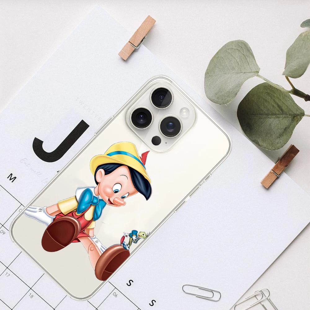 MINISO Pinocchio Phone Case for iPhone 12 11 13 14 15 16 Max Pro Plus Transparent Cover image 3