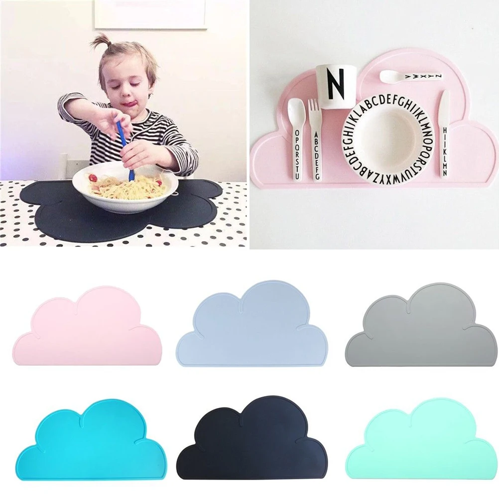 

2 Pcs Cloud Shaped Silicone Children Cup Mat Anti Slip Heat Insulation Table Mat Bowl Dish Pet Dinning Pad Protect