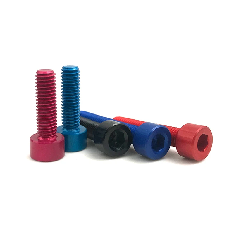 10pcs Aluminum 7075 Screw DIN912 M4 M5 M6 Colourful Aluminum Hex Socket Cup Machine Screw