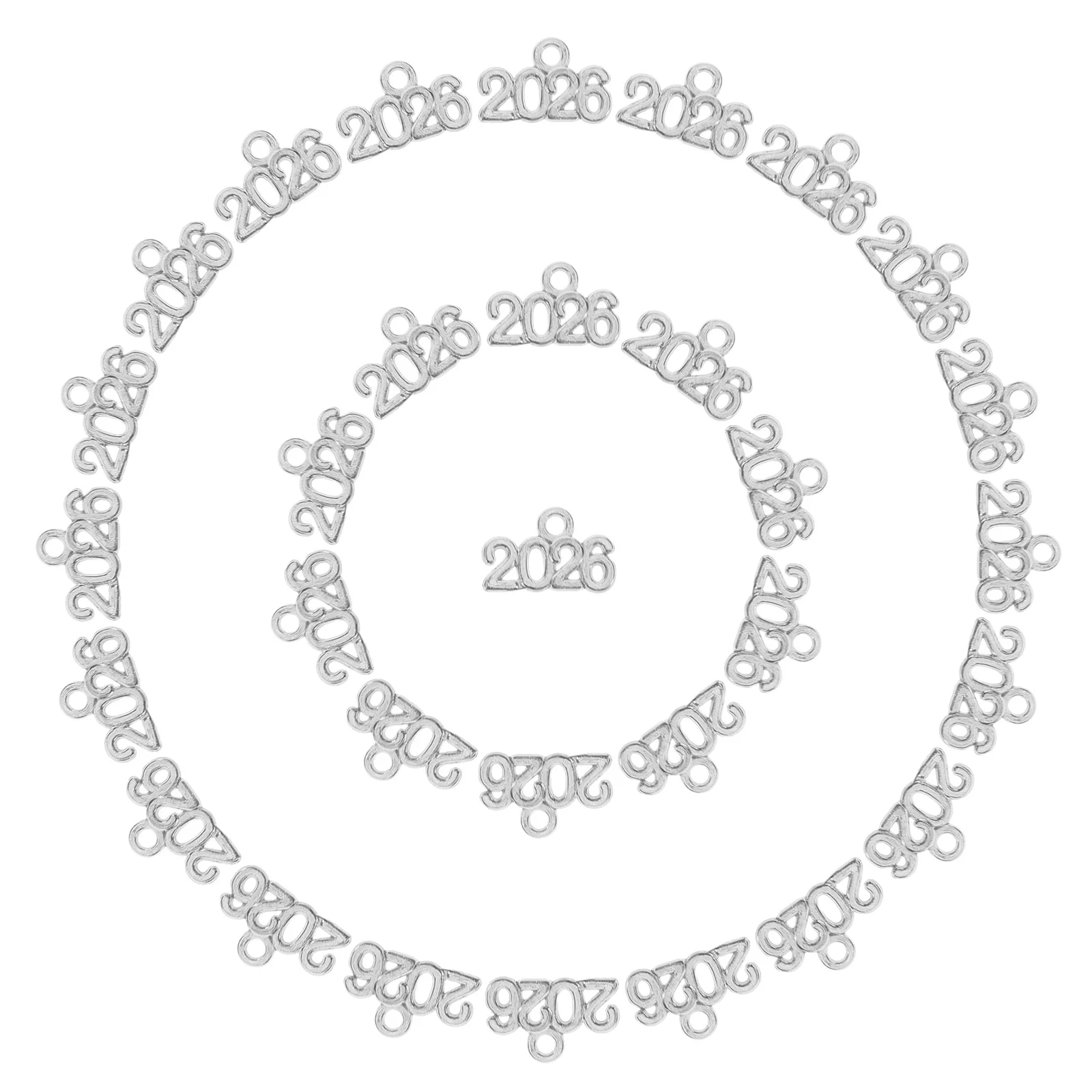 

100Pcs Alloy Keychain Charms 2026 Number Pendant DIY Zinc Craft Decoration Supply for Bag Tassel Necklace Keyring Making