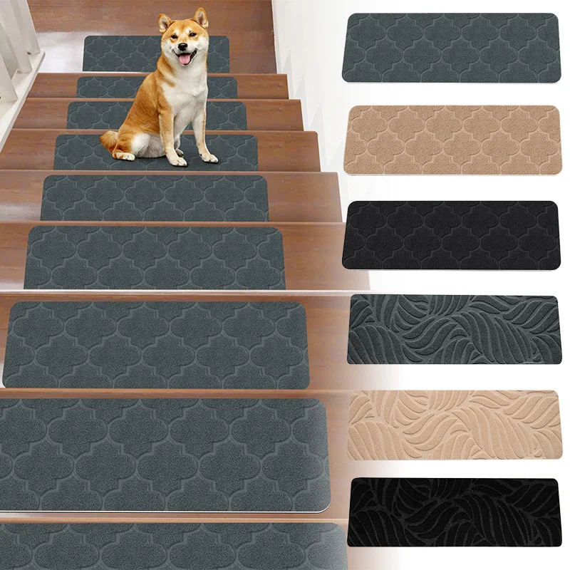 1PC 55x19cm Stair Mat Reusable Wide Uses Masonry Pattern Embossing Household Supplies Exquisite Stair Floor Mat Stair Rug TPR