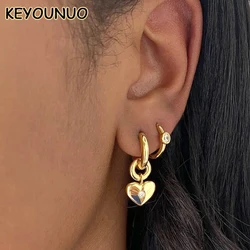 KEYOUNUO Gold Silver Filled Dangle Earrings For Women Zircon Heart Dorp Hoop Earrings Fashion Party Wedding Jewelry Wholesale