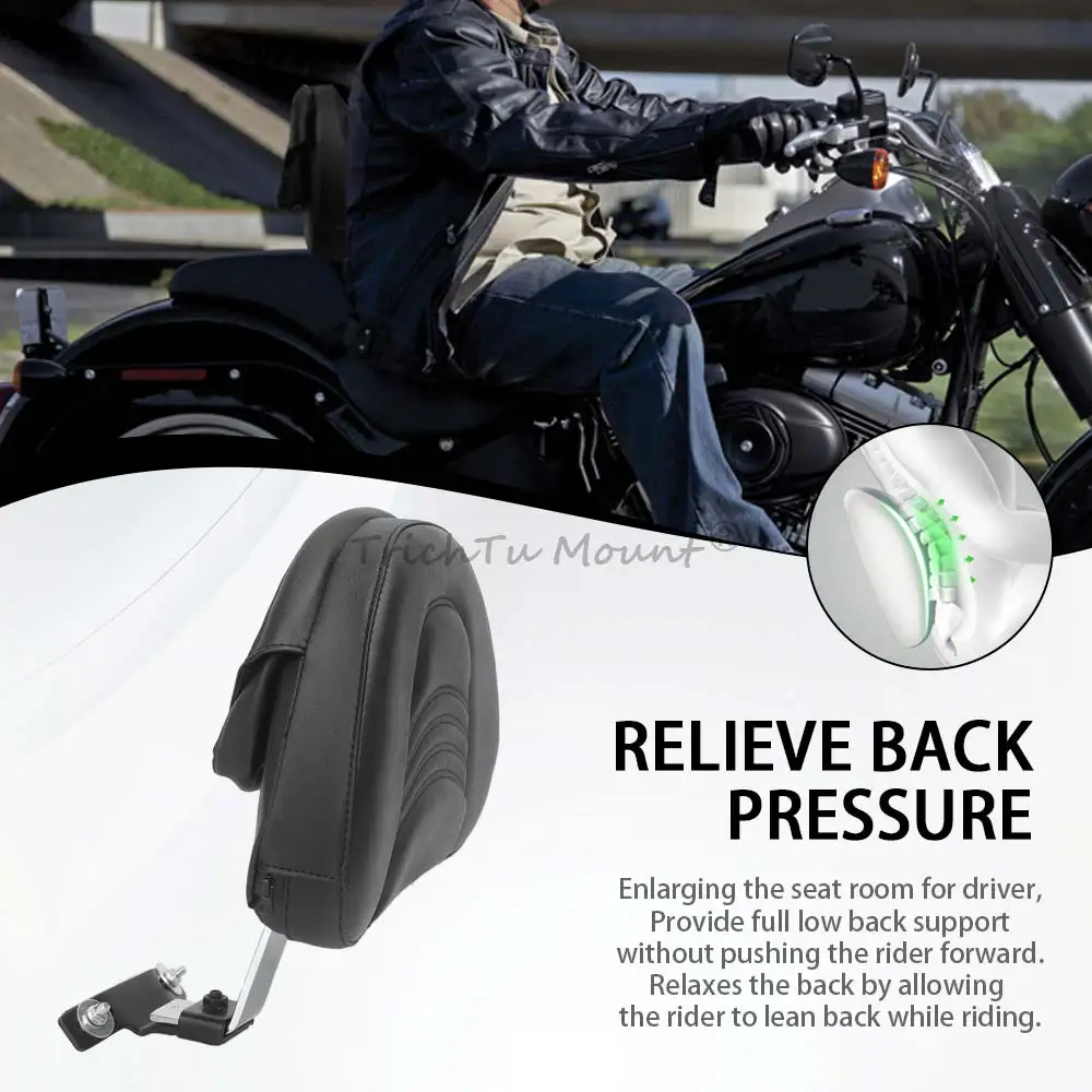High Quality Driver Rider Backrest Fits For Harley Davidson Flstc Flstf Flstfb 2007–2017 Chrome Bracket Pu Leather Easy Cleaning view 4
