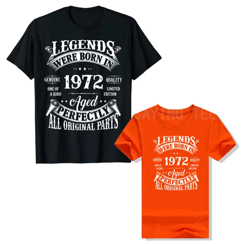 Camiseta vintage de 54 anos, lendas nascidas em 1972, camiseta de 54 anos, roupas femininas e masculinas, presente de aniversário para mamãe e papai, 