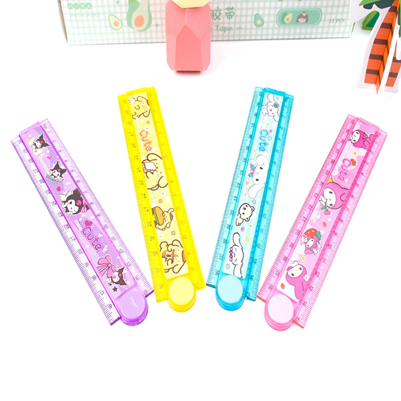 1pcs New My Melody Kuromi Cinnamoroll Cartoon 30cm Folding Ruler Student Painting Ruler With Wave Stationery Products Wholesale