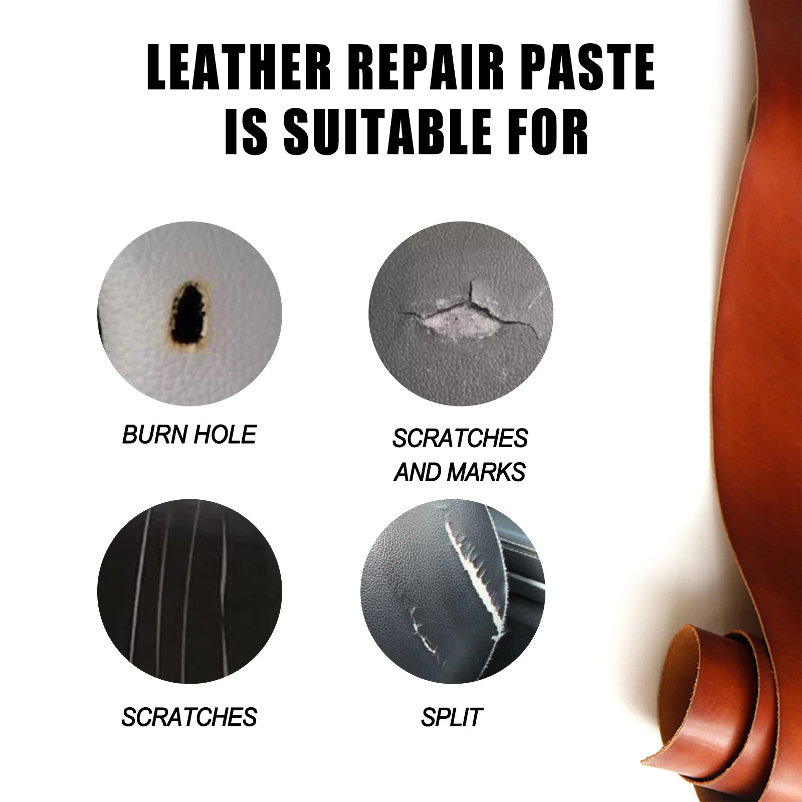 Leather Filling Paste, Car Seat Scratch Repair Sofa Leather Damaged Renovation Repair Paste