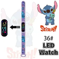 Disney Stitch Children's Cartoon Anime Character Luminous Bracelet Watch LED Touch Waterproof Clock Sports Kids Gifts Toys Z