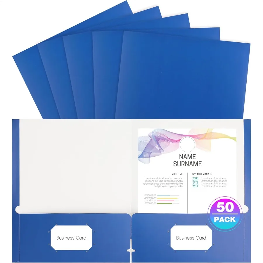 

50 Pack Folders with Pockets Pocket Folders Fit Letter Size Paper with Busin Card Slot 2Pocket Folder for School Office Home Bu