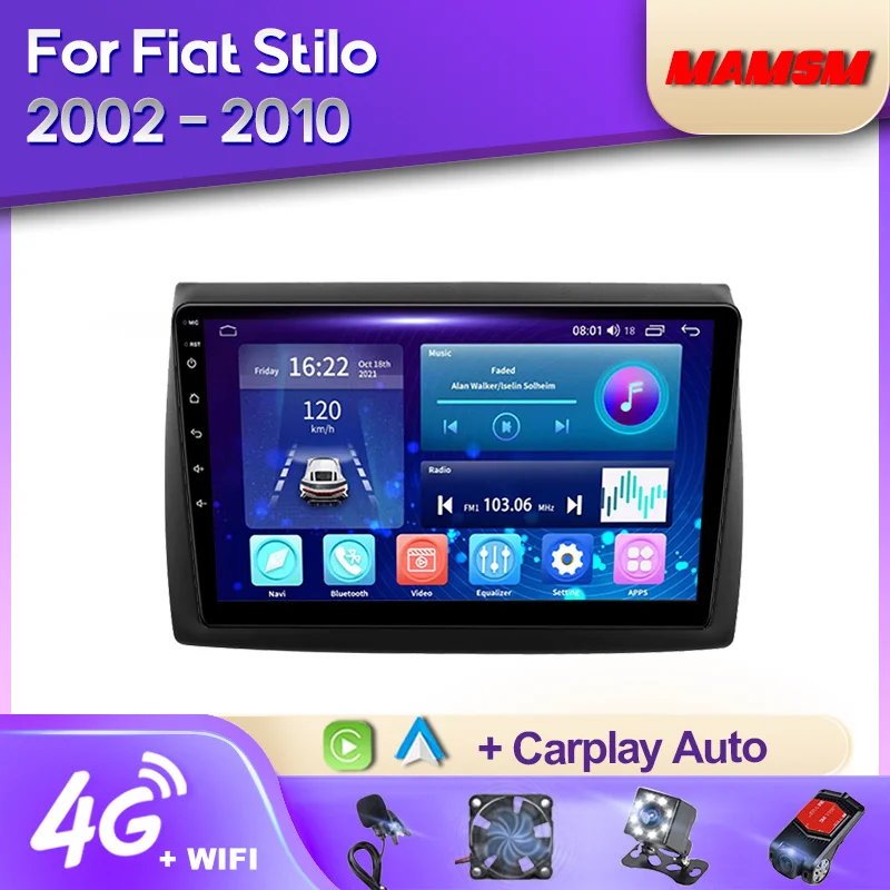 

MAMSM Android 12 Car Radio For Fiat Stilo 2002 - 2010 Multimedia Video Player GPS 4G Carplay Autoradio 2K QLED Head Unit Stereo