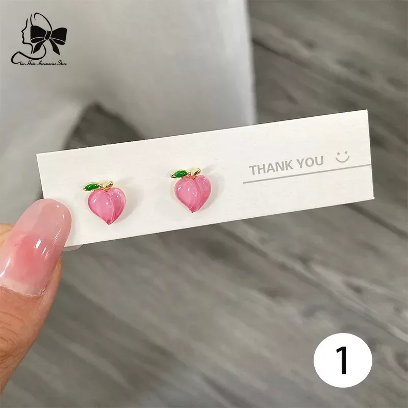 Simple Stud Earrings Compact 925 Silver Needle Pink Sweet Tie Girl Stud Earrings DIY All-match Student Earrings Korean Earring