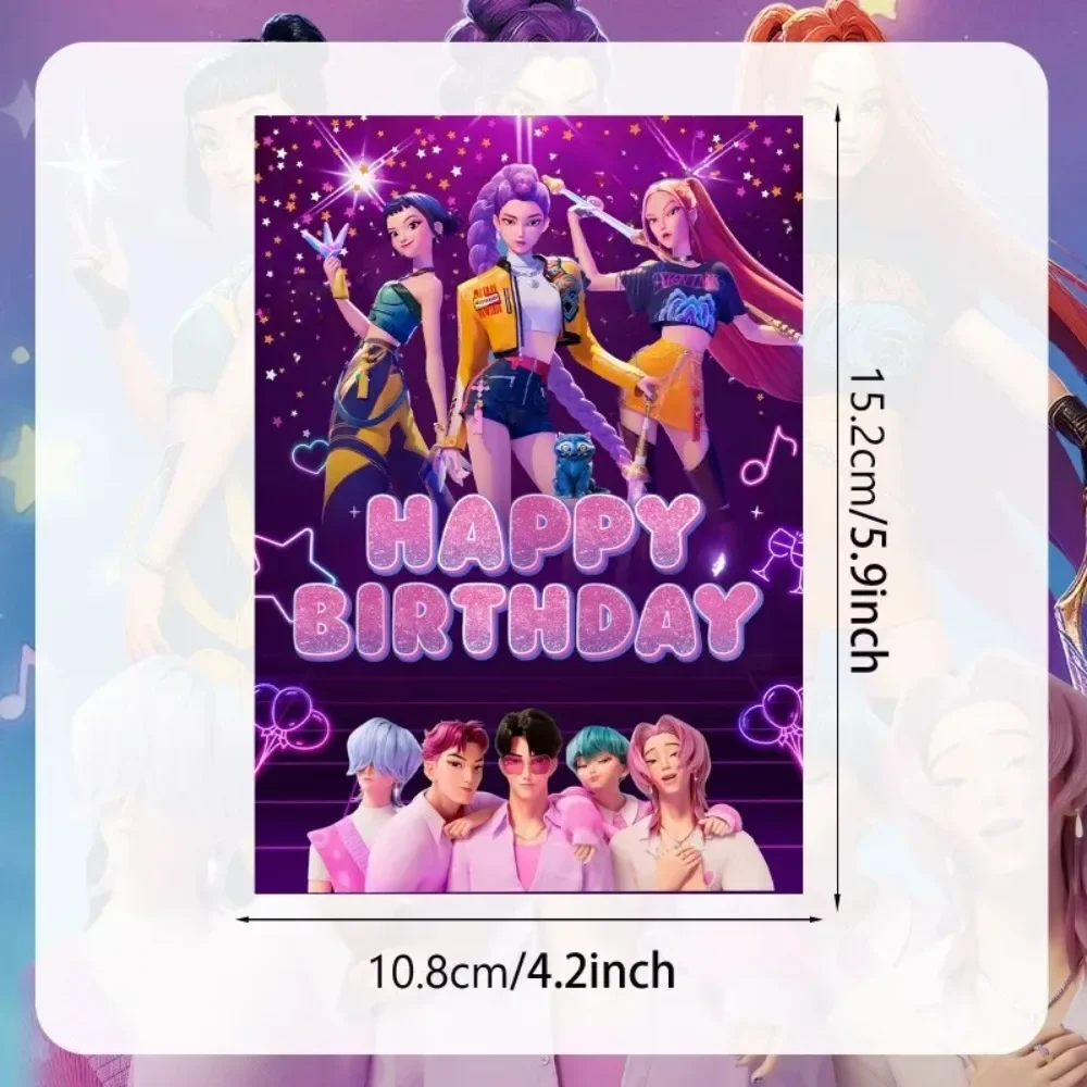 2025 Hot Anime KPOP Demon Hunters Birthday Invitation Card Sticker New 12pcs Party Supplies Set