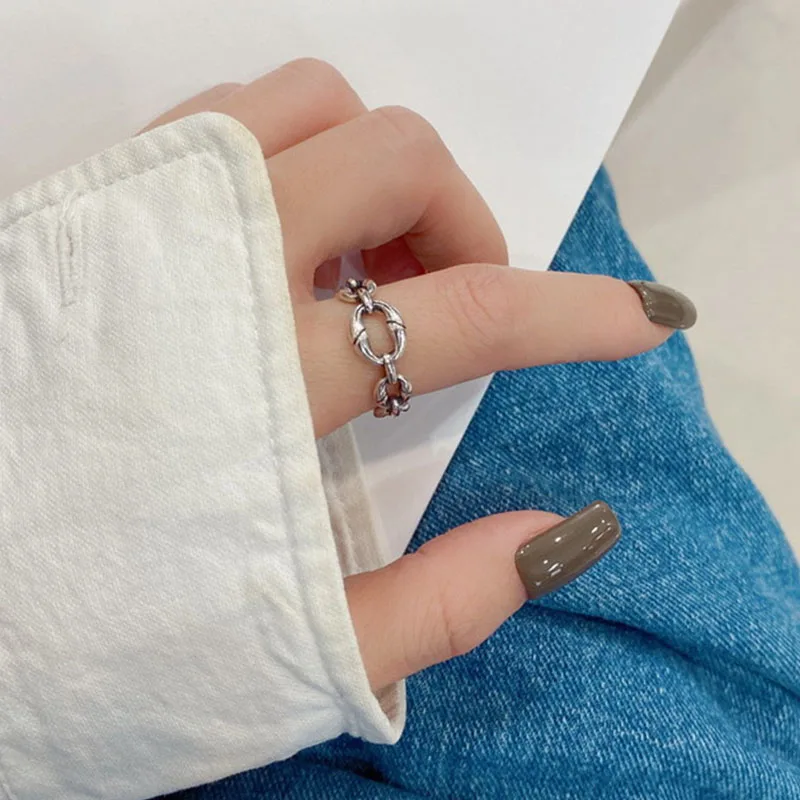 VENTFILLE 925 Sterling Silve Geometry Ring for Women Girl Hollowing Out Irregular Retro Punk Jewelry Birthday Gift Dropshipping