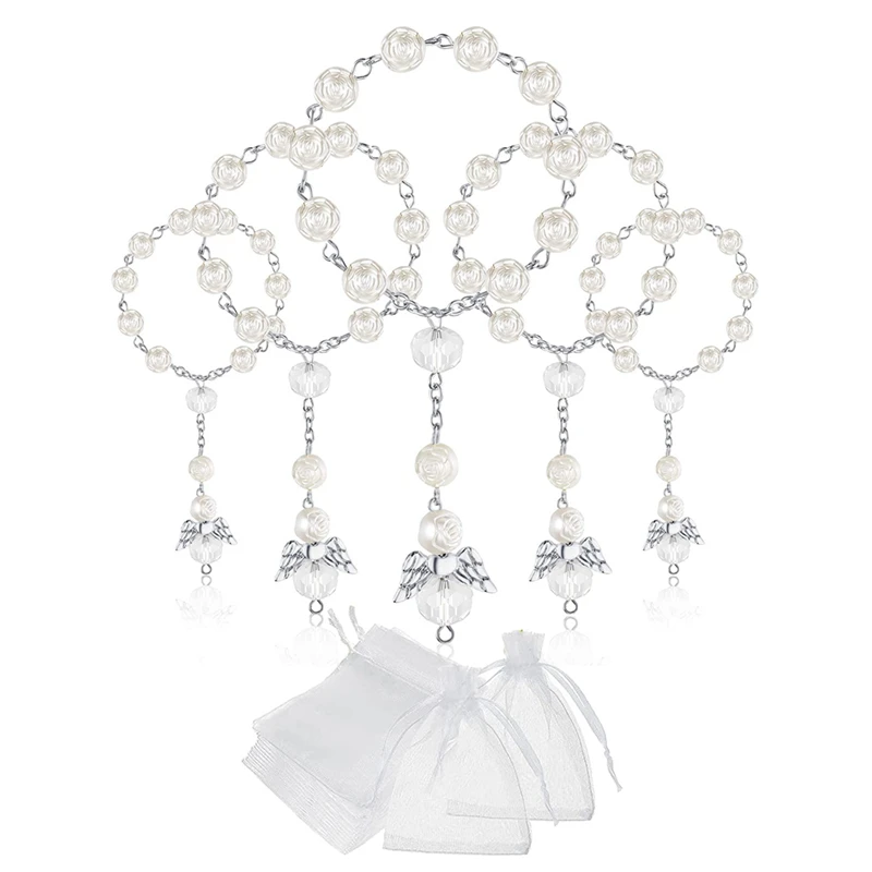 

Angel Jewelry Baptism Acrylic Rosary Mini Rosary Angel with Organza Bag, Gift for Girlfriend For First Communion Baptism Party G