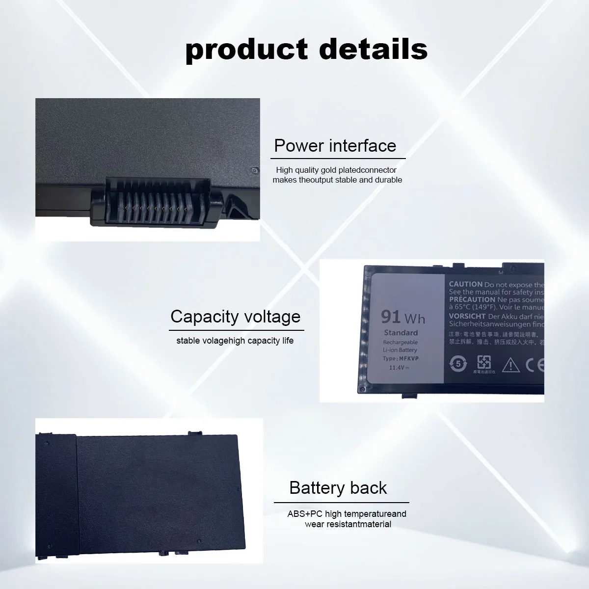 K KYUER 11.4V 91Wh MFKVP Laptop Batteria per dell Precision 15 7000 7510 7520 Precision 17 7000 7710 7720 M7710 M7510 Mobile Workstation TWCPG T05W1 GR5D3 0FNY7 1G9VM M28DH 451-BBSB 451-BBSE 451-BBSF