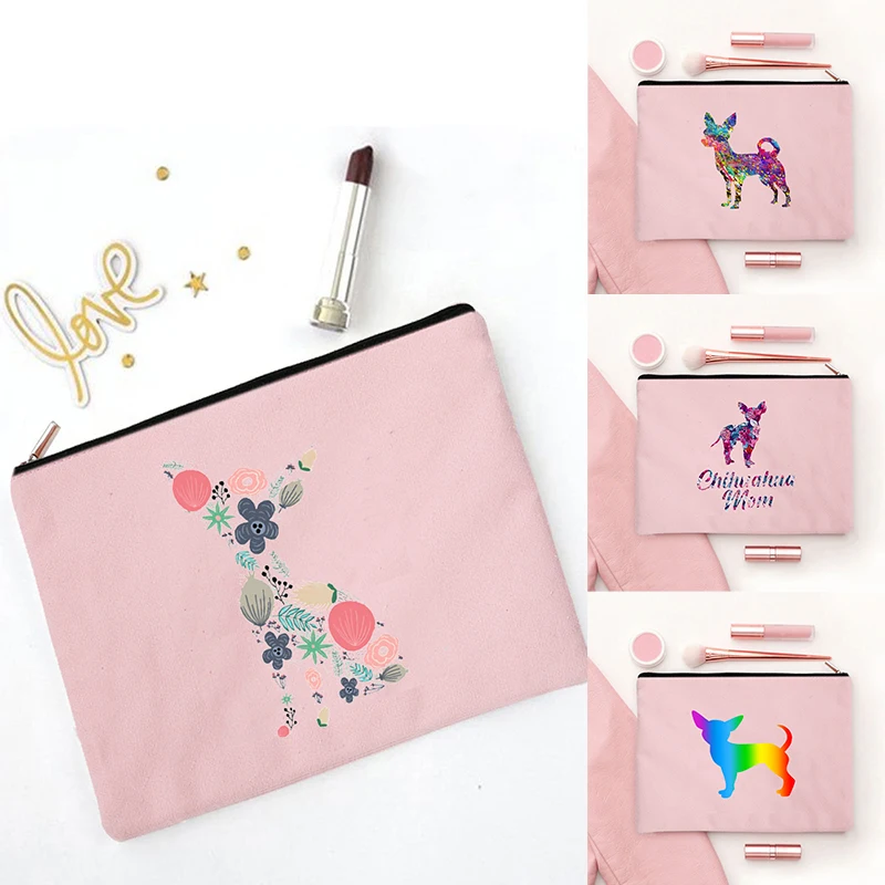 Puppy Pet Print Pink Cosmetic Bags Cute Makeup Bag Women Wallet Make Up Pouch Baby Toiletry Bag Suitcase for Professional Nails