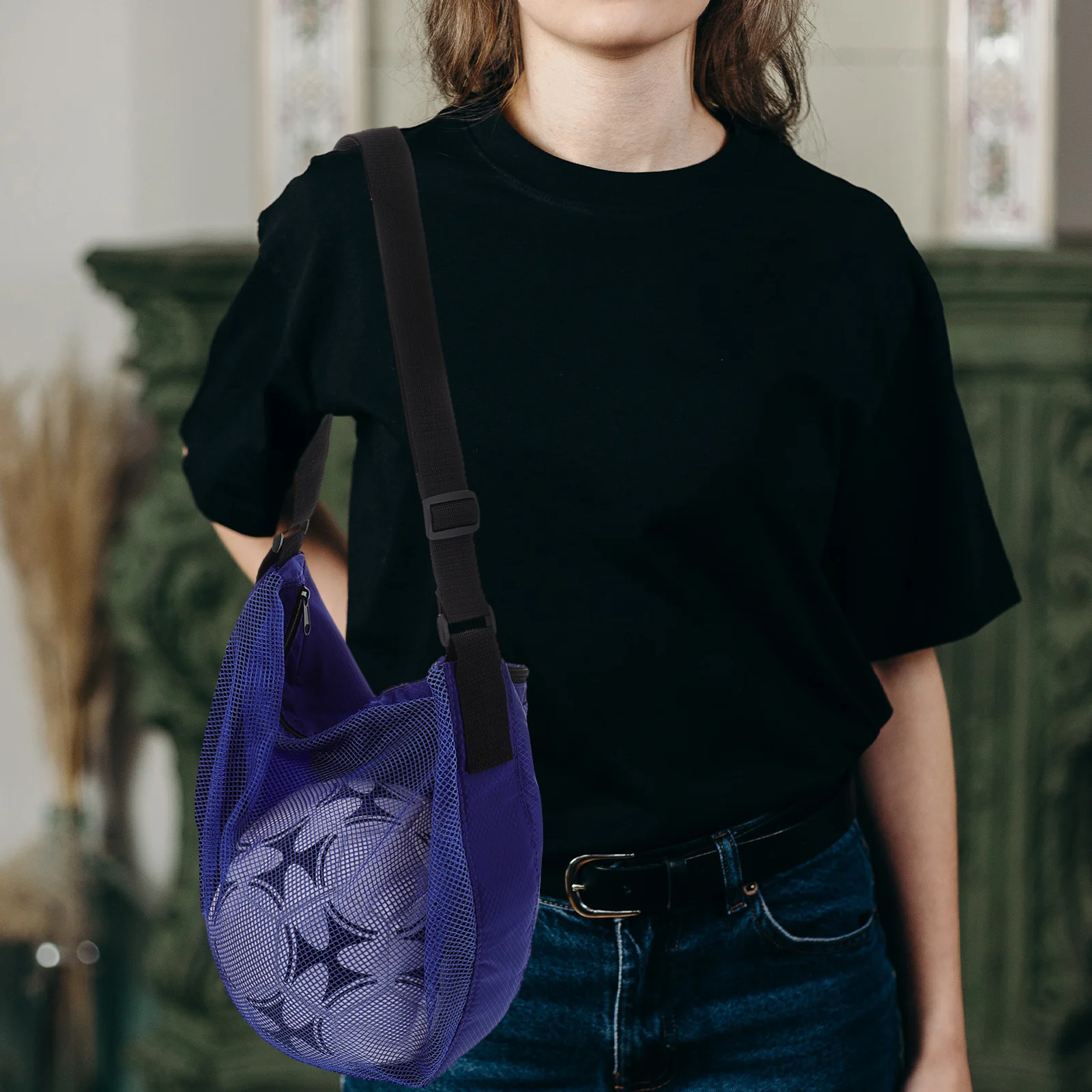 حقيبة كتف واحدة لتخزين الكرة الرياضية، حقيبة شبكية خفيفة الوزن محمولة لكرة القدم وكرة السلة وكرة الطائرة والتنس وحامل البيسبول