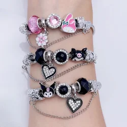 Sanrioed Y2k Kuromi Bracelet DIY Beaded Anime Hellokittyd Melody Cinnamoroll Cartoon Fashion Bracelet Good Friends Lovers Gift