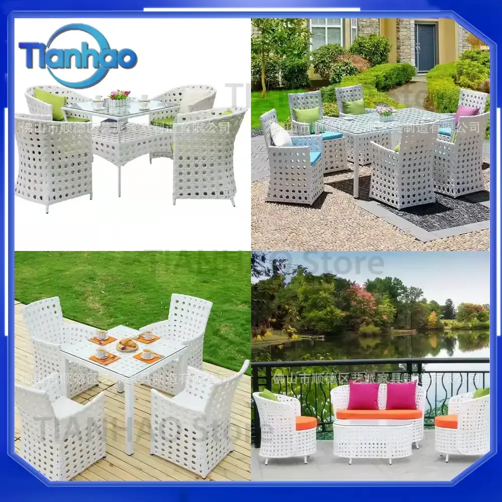 Outdoor Wicker Dining Set for Patio Garden Balcony 3 Piece or 5 Piece Table and Chairs with Coffee Table for Outdoor Leisure