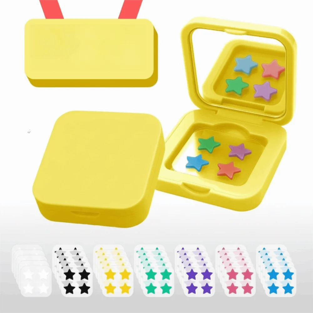 mit Spiegelkasten, Akne-Pflaster, sternförmige, unsichtbare Pickel-Pflaster, mehrfarbig, spendet Feuchtigkeit, Pickel-Abdeckungsaufkleber, saubere Poren