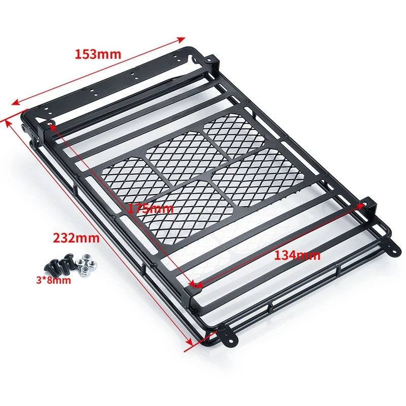 Metal Roof Rack Luggage Carrier With LED Lights For 1/10 RC Crawler Car Axial SCX10 Traxxas TRX4 Bronco RC4WD D90 YK4102