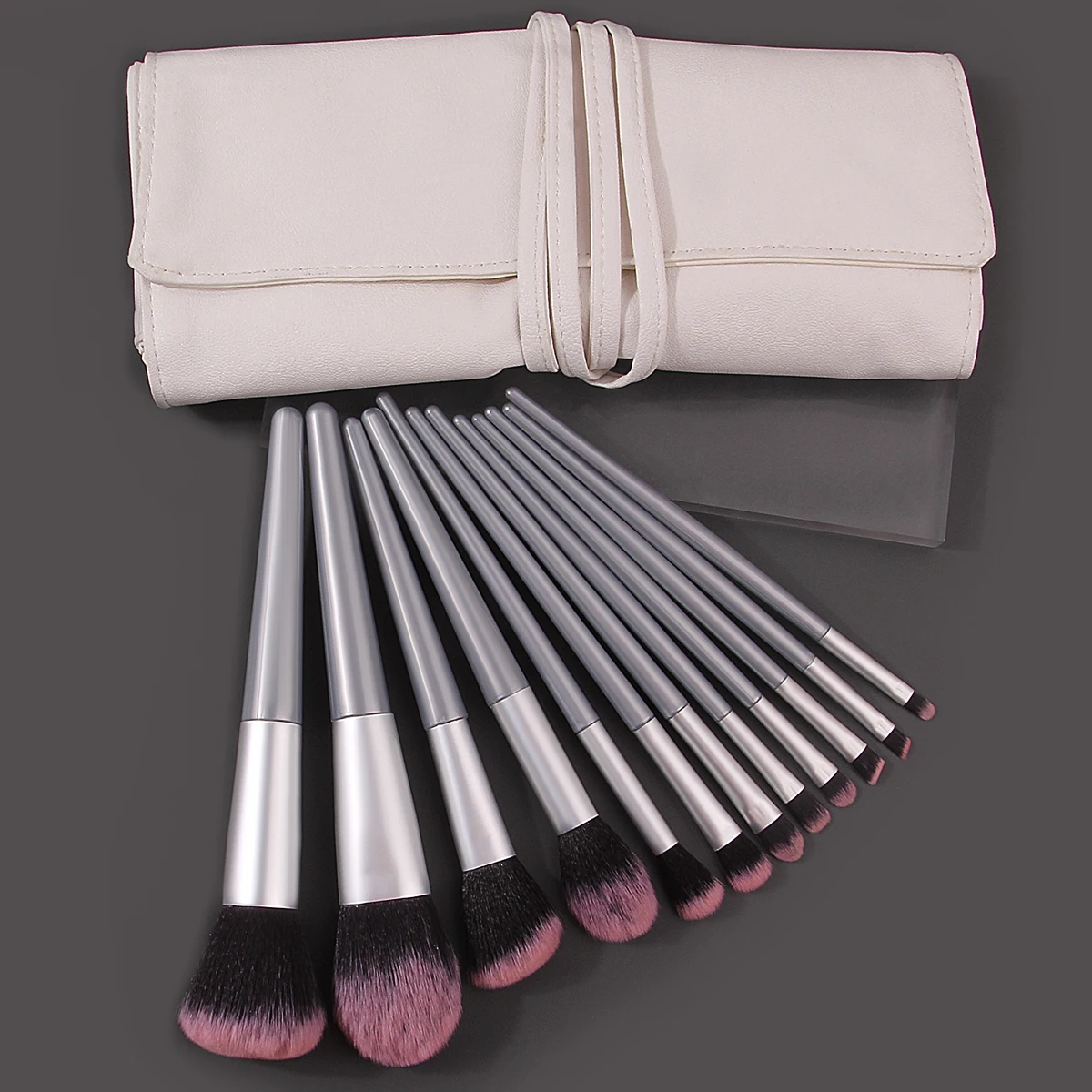 12PCS high-quality multi-purpose facial makeup brush set &1PCS large-capacity portable 12-hole makeup brush strap bag