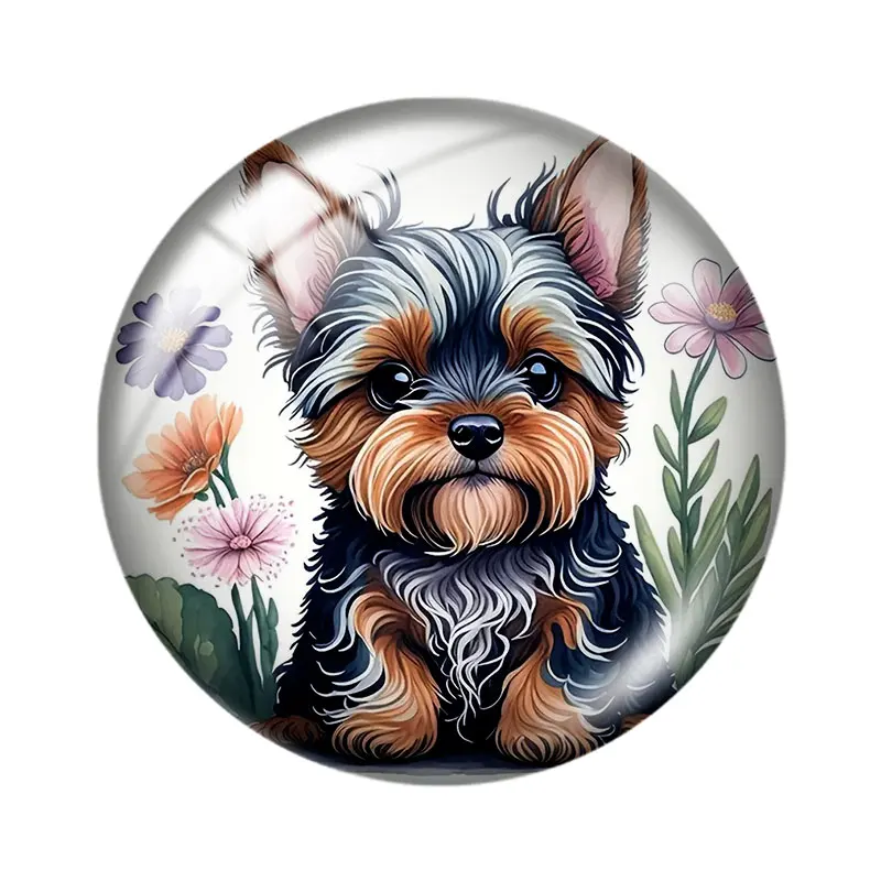 Animal Flower Dog 12/18/20/25mm glass cabochon  bracelet pendant rings for jewelry demo earrings back Making findings image 2