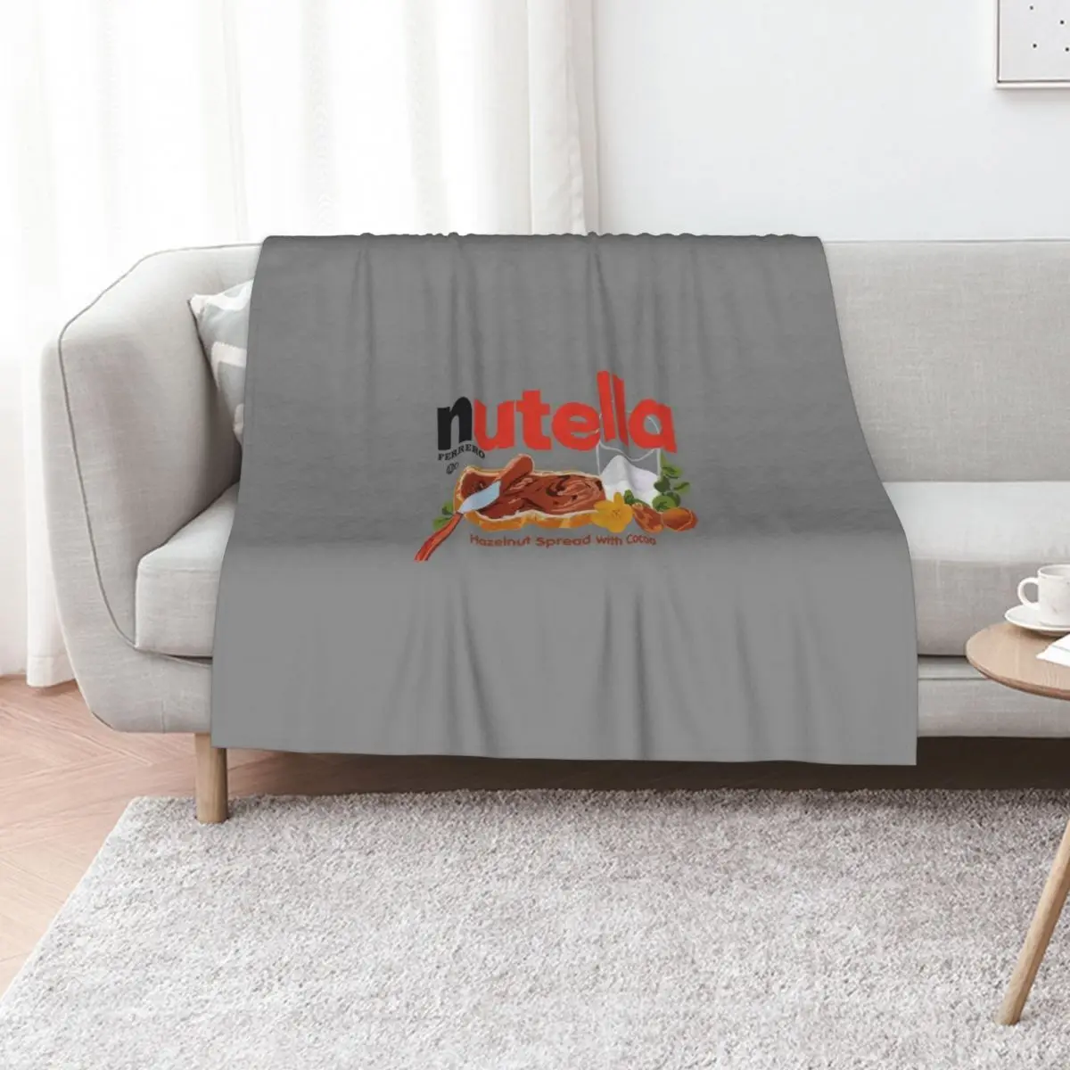 Manta decorativa con diseño icónico de Nutella, con diseño de crema de cacao y avellanas, manta suave para exteriores, para pícnic, playa, camping