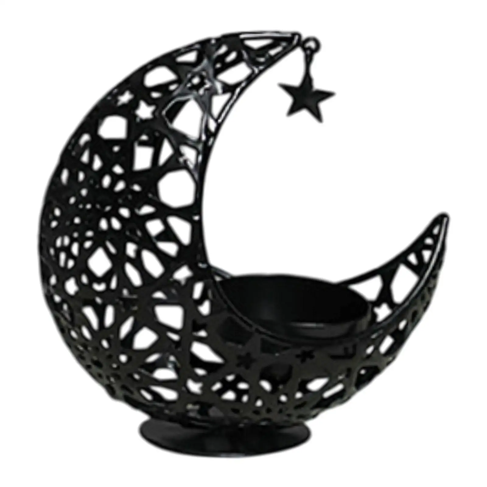 Moon Design Iron Candle Holder Windproof Votive Candlestick for Study Ramadan Mubarak Holiday Table Decor