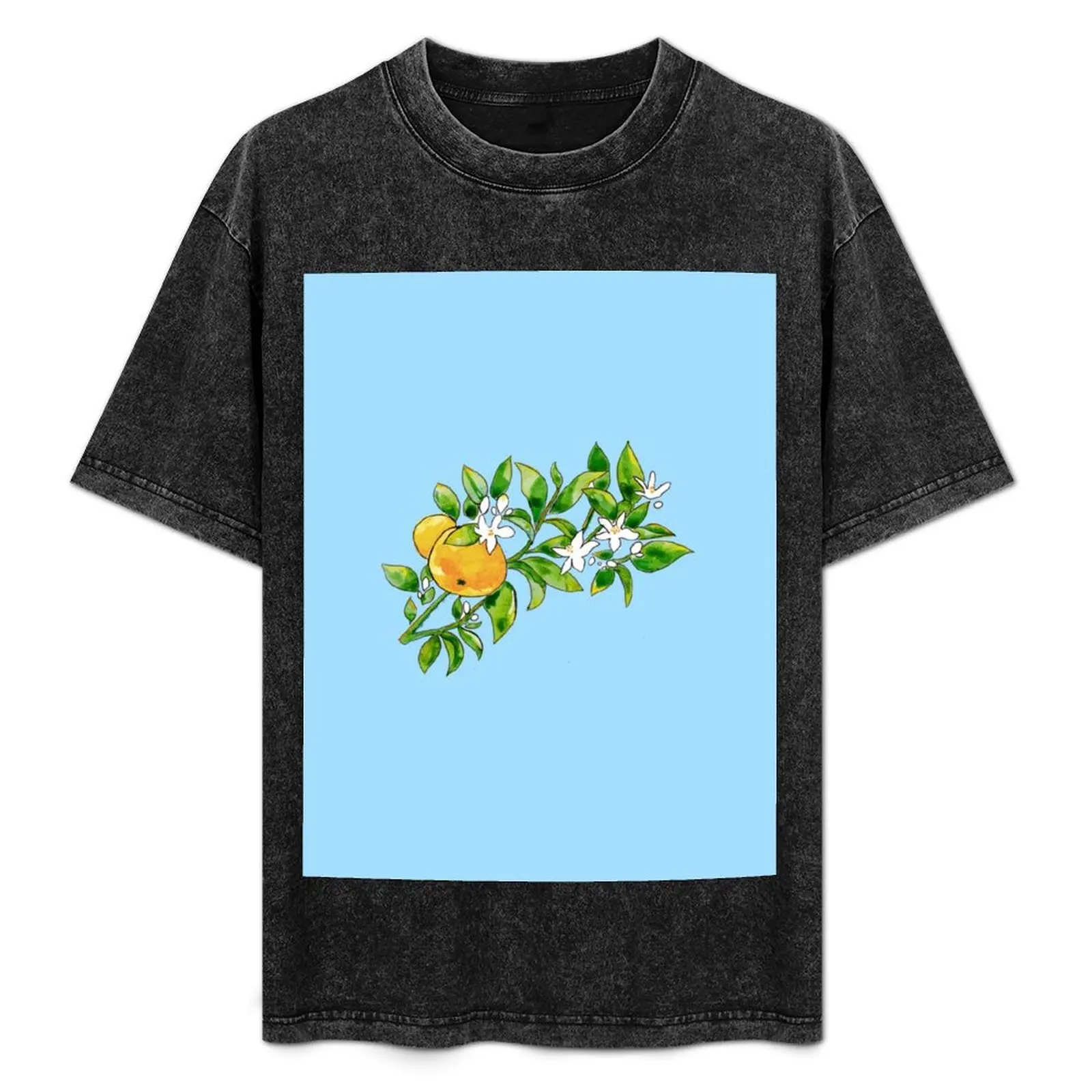 

Orange Branch and Flowers T-Shirt Daily Casual Short Sleeve Tee Shirt