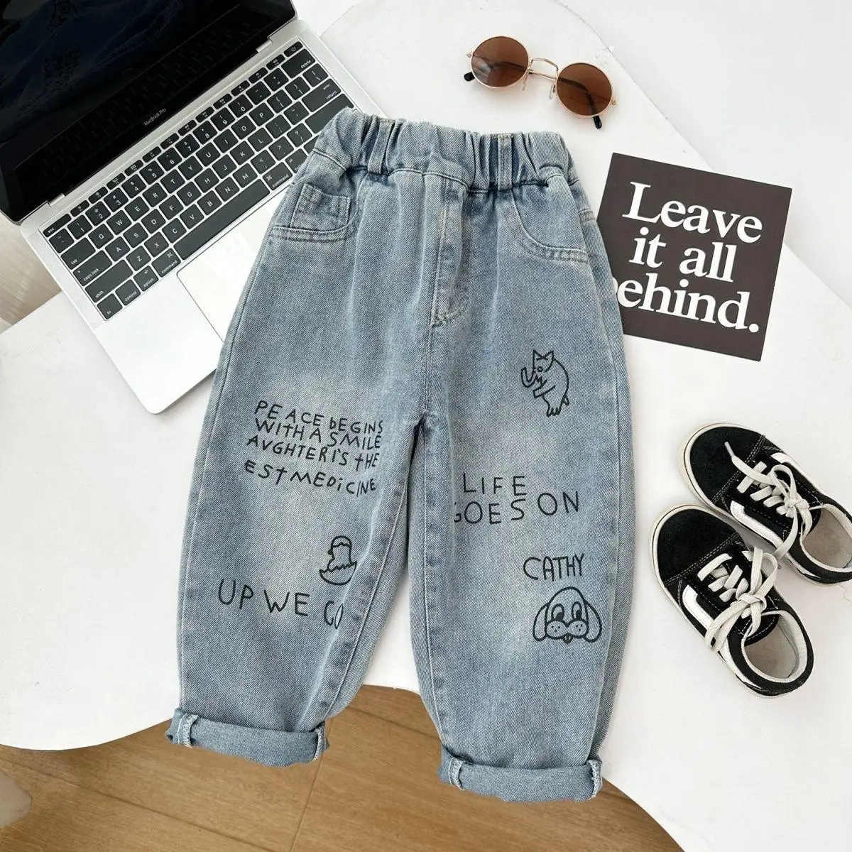 Neue Frühling Herbst Kinder Jungen Casual Hosen Ausländischen Seite Taschen Poliert Jungen Jeans Stretch Vielseitig Kinder Jungen Hosen