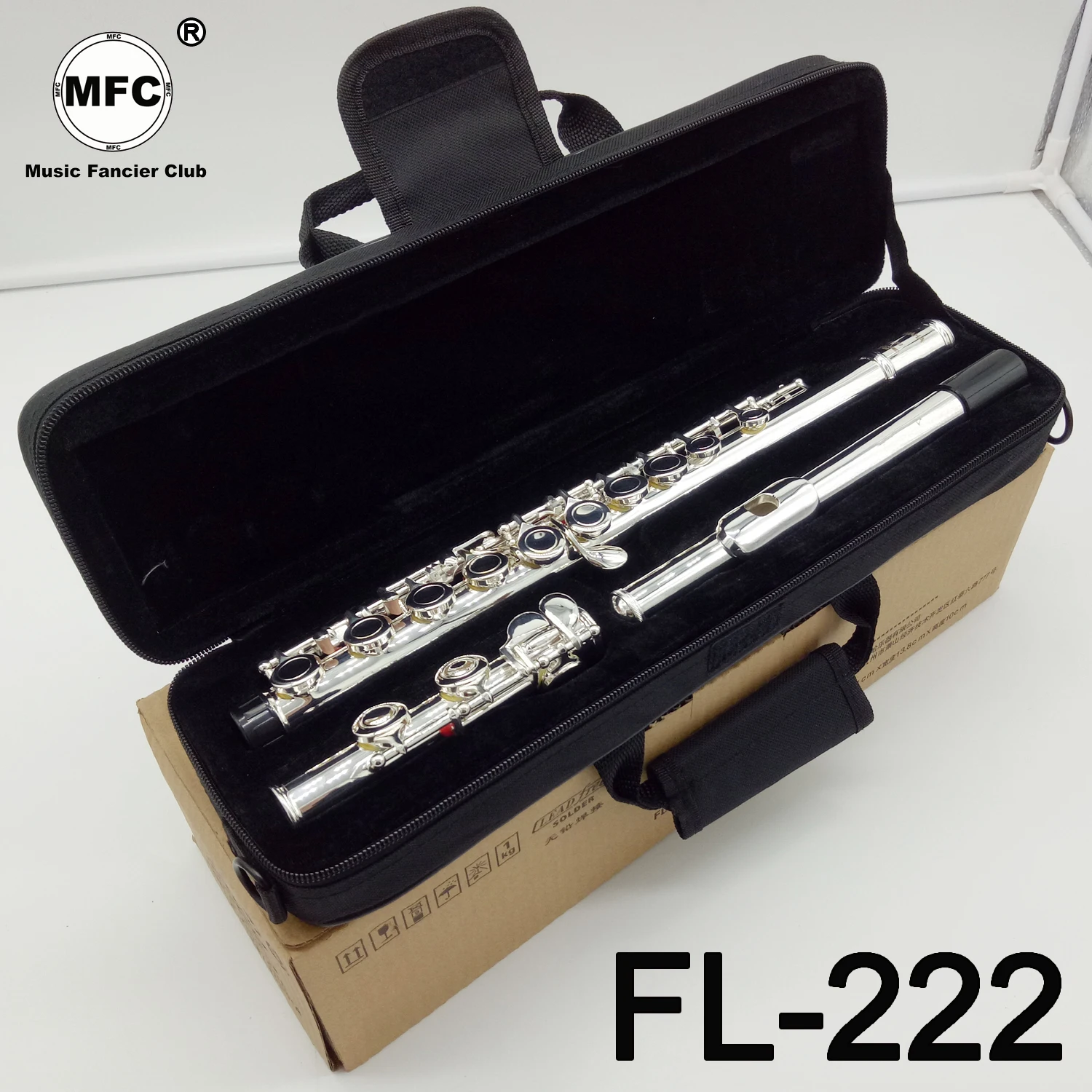 

New MFC Flute 222 Silver Plated Professional Flute Instrument Intermediate Student Flutes C Leg 16 Holes Closed Hole E Key