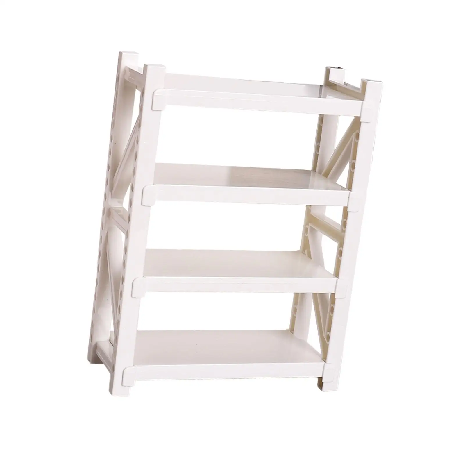 رف تخزين مصغر لبيت الدمى، خزانة كتب واقعية، رف تخزين متعدد الوظائف مكون من 4 طبقات لدراما المناظر الطبيعية الصغيرة #3