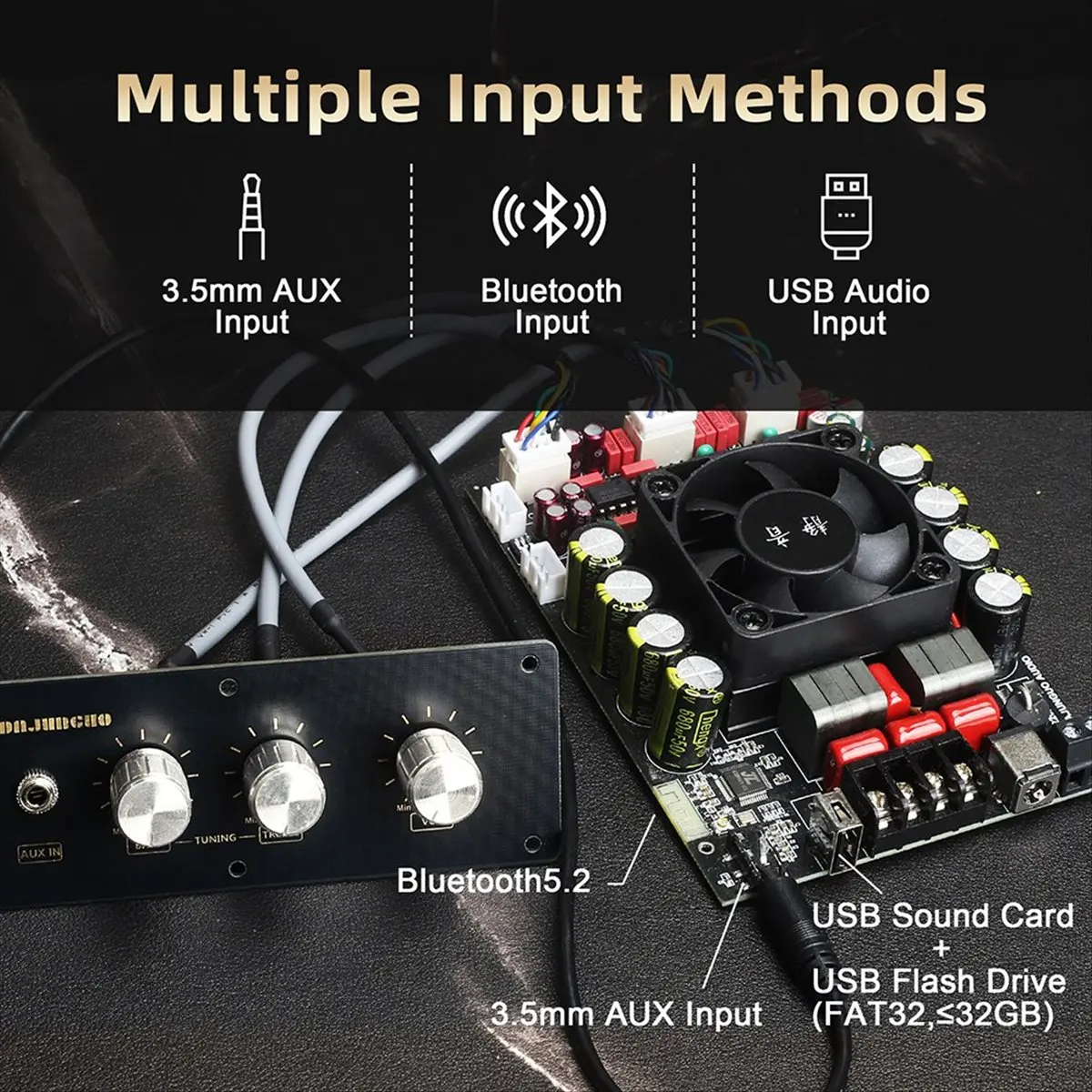 

【Для новых пользователей】НОВАЯ цифровая усилительная плата T220HS-W Bluetooth 5.2 для сабвуфера, 2.0-канальная, 220Вт+220Вт, широкий диапазон напряжения 12-36В, стерео HIFI
