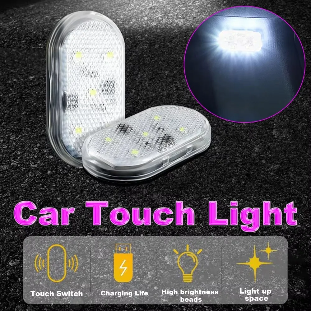 1-4Pcs Touch Sensor USB LED Interior Light LED Lamp Car Ceiling Lamp Reading Light Car Decorations Roof Interior Lighting
