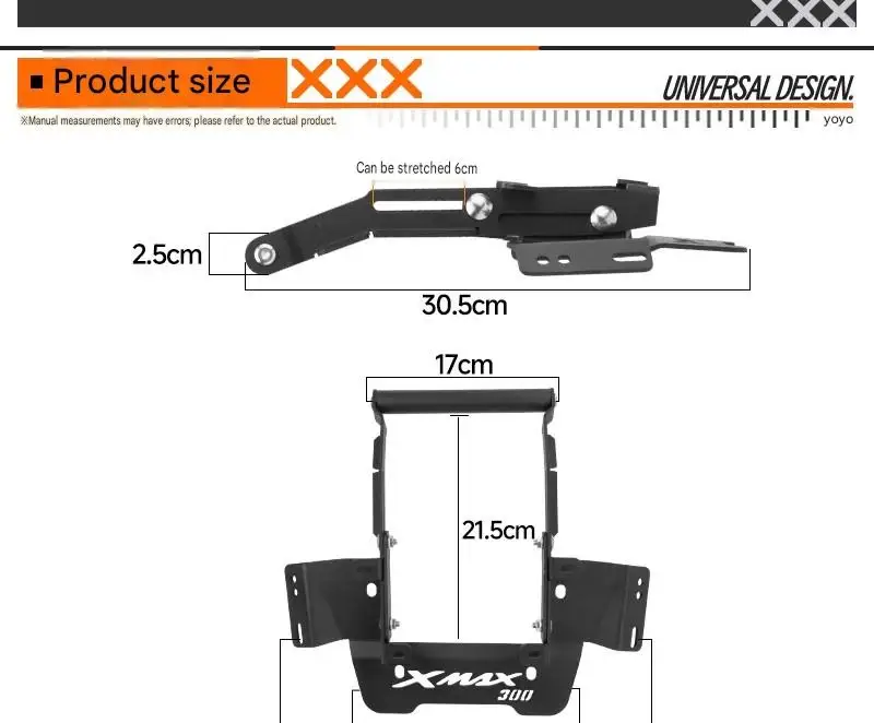 For XMAX300 2018-2024 Rearview Mirror Forward Bracket Phone Navigation Extension Bar Scooter Mod Accessories