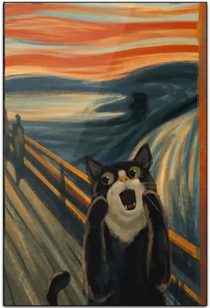 OLDAGEME Screaming Cat Inspiring Vintage Artwork Tinplate Wall Decoration - An Exciting Gift for A Friend Tin Print Poster  sign