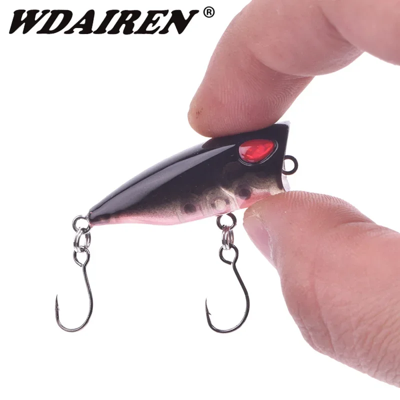 1 Pc Top Water Small Popper Fishing Bait 4cm 3.5g Popper Hard Plastic Swimbait Bass Artificial Wobblers Pesca Fishing Tackle