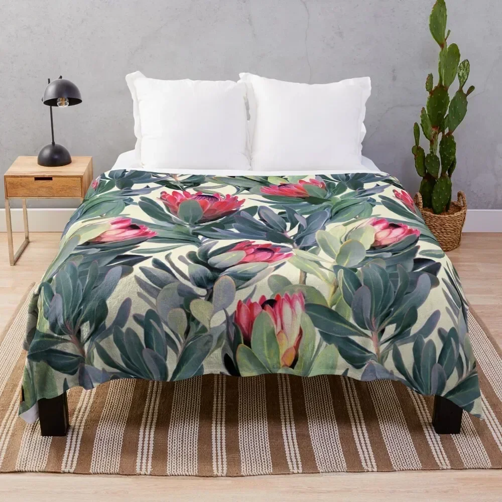 

Painted Protea Pattern Throw Blanket Warm Nap Summer funny gift Blankets