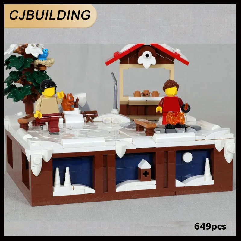 

649 шт. MOC маленькая механическая модель, строительные блоки, катание на коньках Sugar Shack, сделай сам, сборка кирпичных игрушек для коллекционера