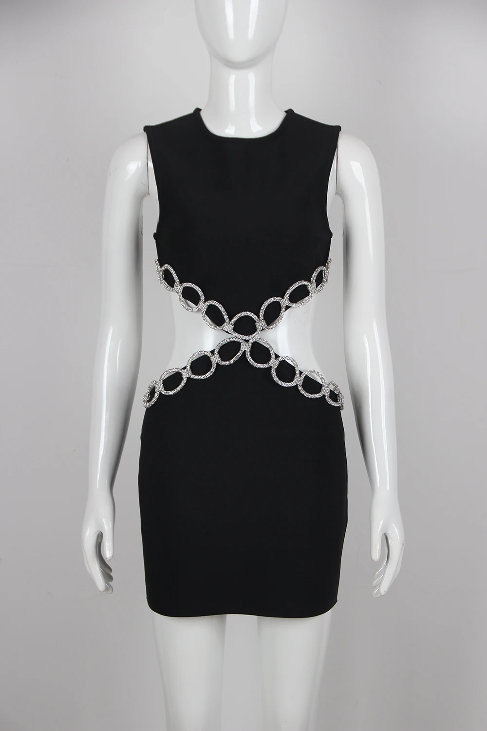 2025 New Style European and American Cross-Border Sexy Hollow Out Waist Ring Drill Rope Round Neck Elegant Fashionable Belt Dres